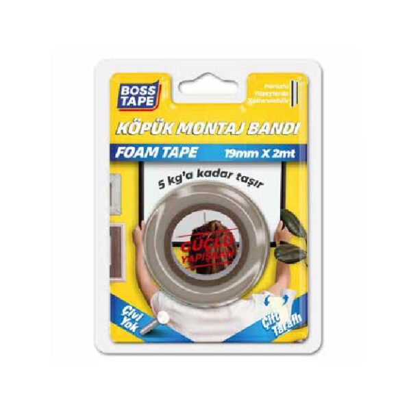 Ταινία Διπλής Όψεως Αφρώδης Λευκή -5KG-19mmx2m BL BOSS